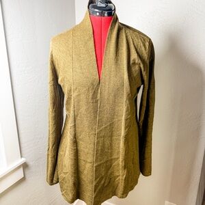 Eileen Fisher Olive Merino Wool Open Front Cardigan Sweater M/L
